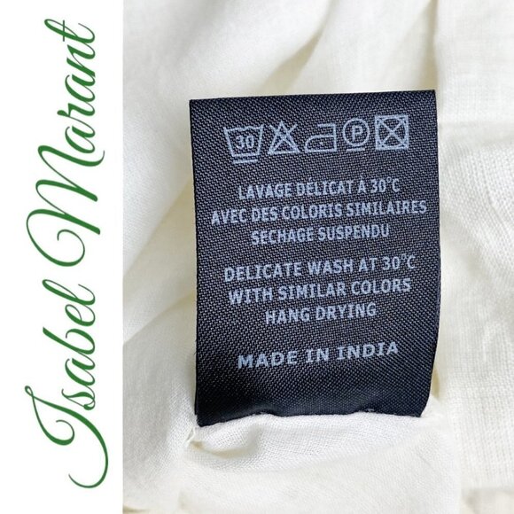 NWT ETOILE ISABEL MARANT Topaz Chic 100% Linen White V-Neck Ruffle Mini Dress, 6 - Picture 9 of 11